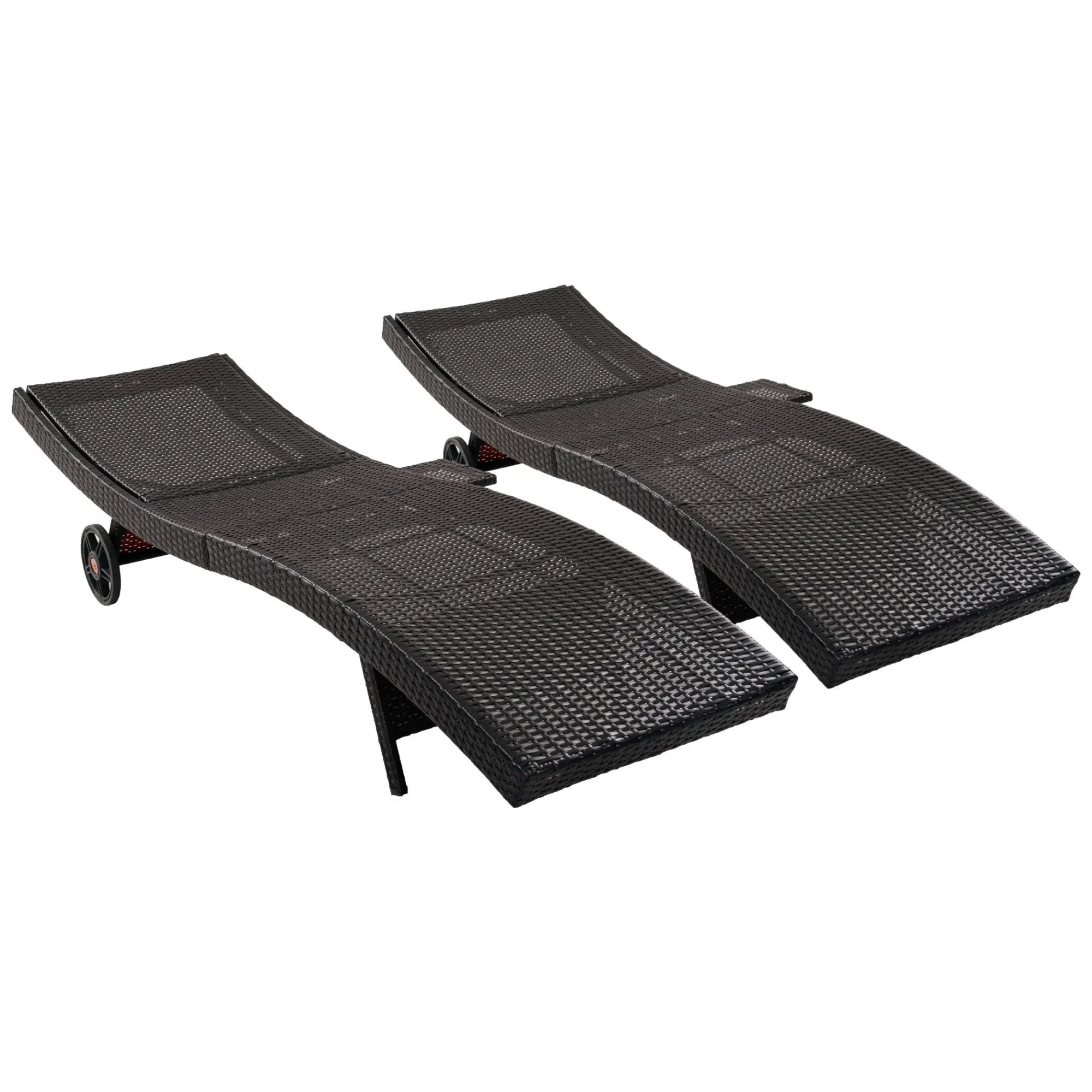 K&K 80'' Patio Wicker Chaise Lounge Chairs Set of 2 by HouseOfZazla