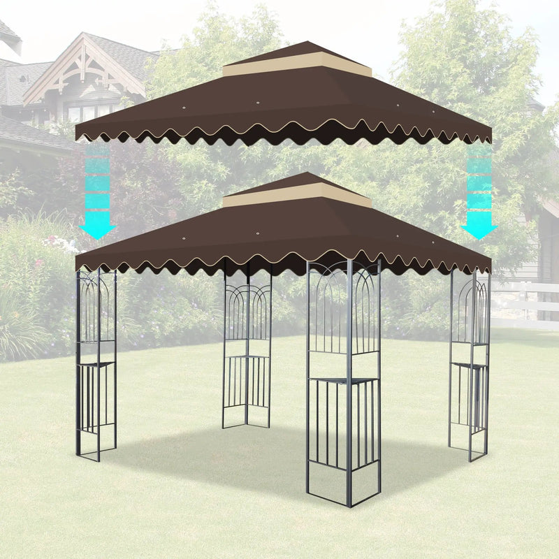 10x10 Ft Outdoor Patio Gazebo Replacement Canopy - Brown by HouseOfZazla