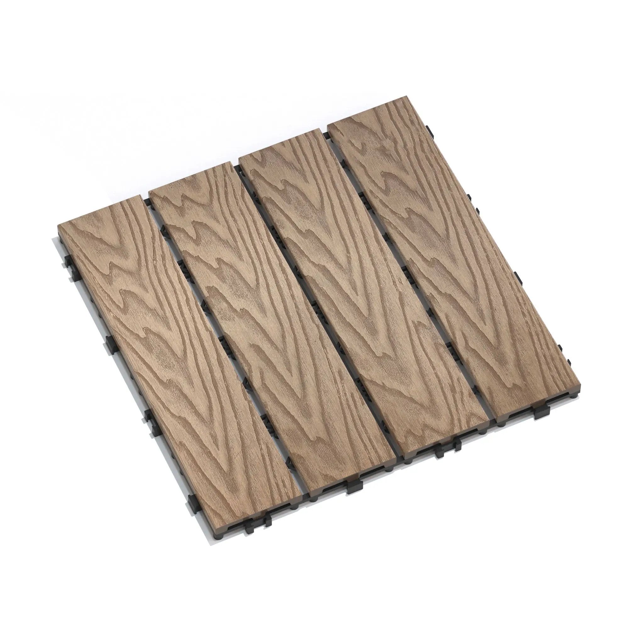 Patio Deck Tiles, Interlocking Diy Flooring For Indoor / Outdoor Use (Set of 22) - Teak by HouseOfZazla