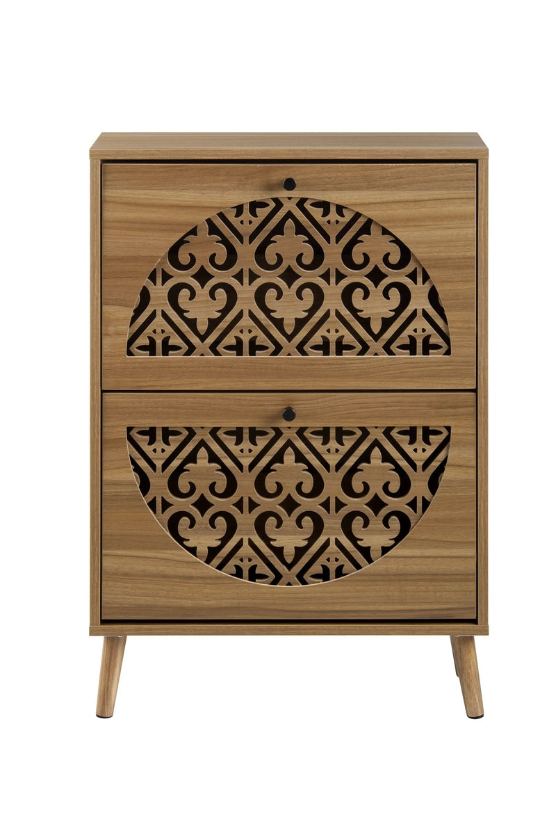 Japandi Narrow Shoe Cabinet with 2 Flip Drawers by HouseOfZazla