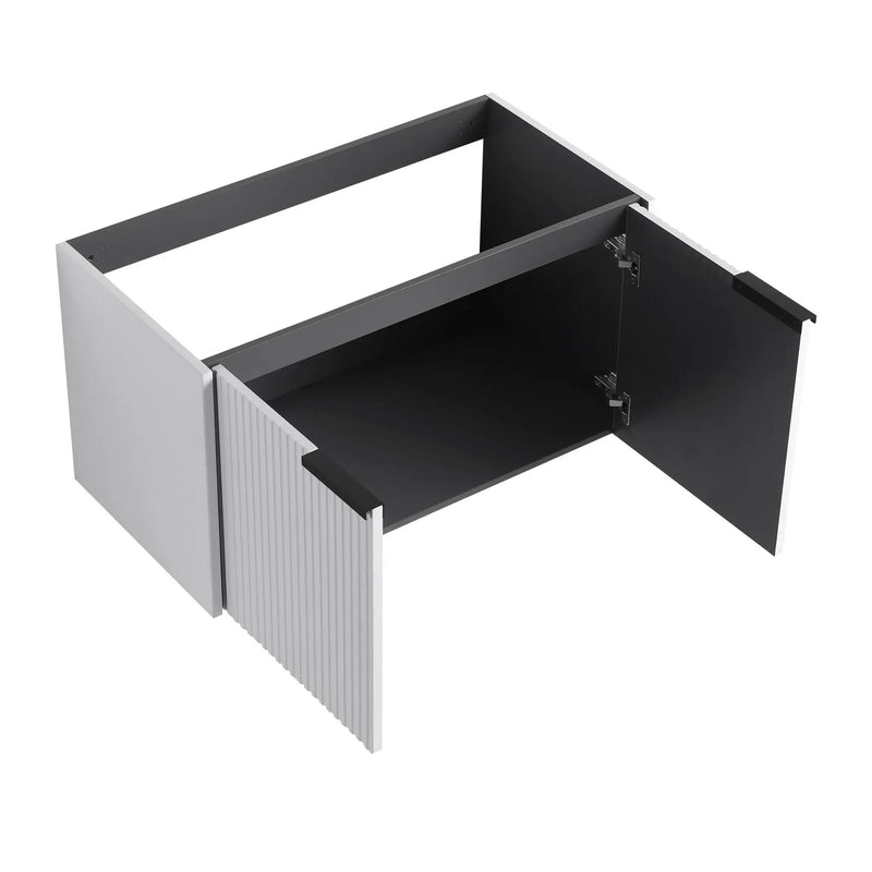 Contemporary Wall Mounted Bathroom Vanity With Resin Double Sink by HouseOfZazla
