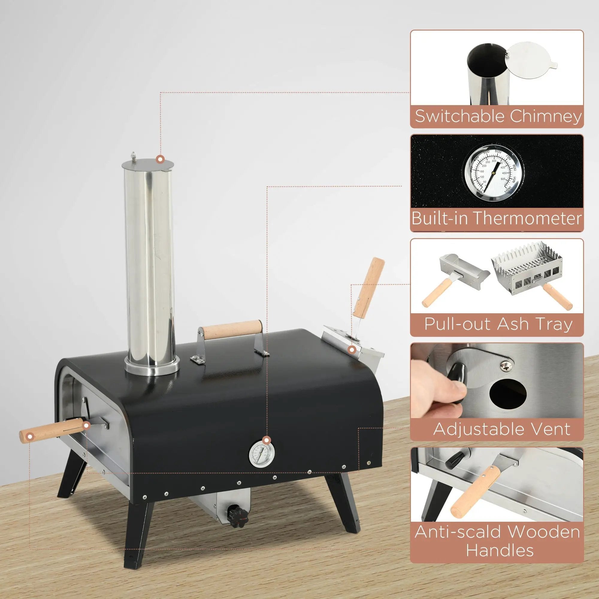 Outsunny Outdoor Pizza Oven with 12" Rotating Stone and Foldable Legs by HouseOfZazla