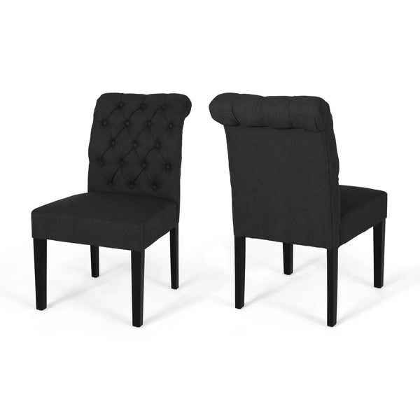 Broxton Tuft Dining Rolltop Chairs With Button Tufted Backrest (Set of 2)