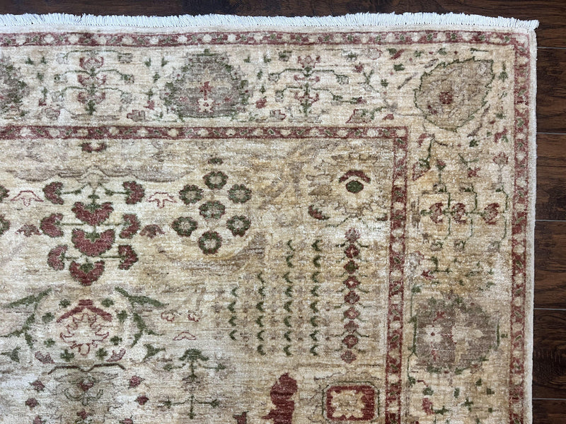 Pakistani Oushak Rug 6 x 9.6, Handmade Wool Peshawar Carpet, Farmhouse Rug by Jewel Rugs