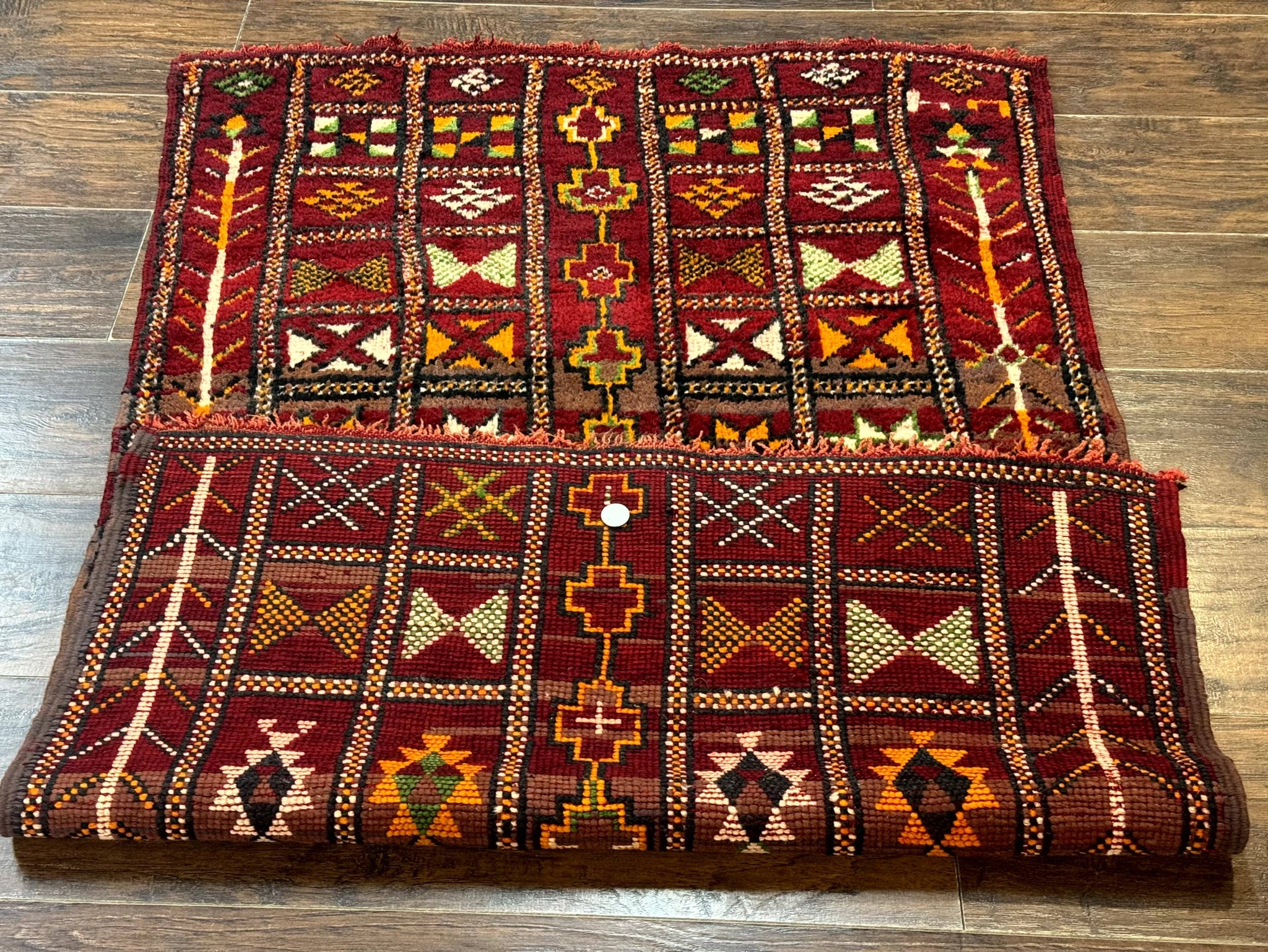 Moroccan Berber Tribal Rug 3x5, Geometric Area Rug, Red Orange Brown by Jewel Rugs