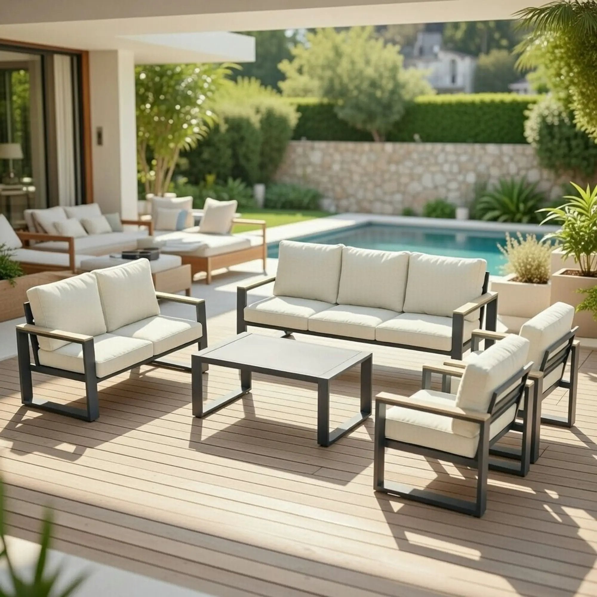 Modern Outdoor Sofa Set With Coffee Table by HouseOfZazla