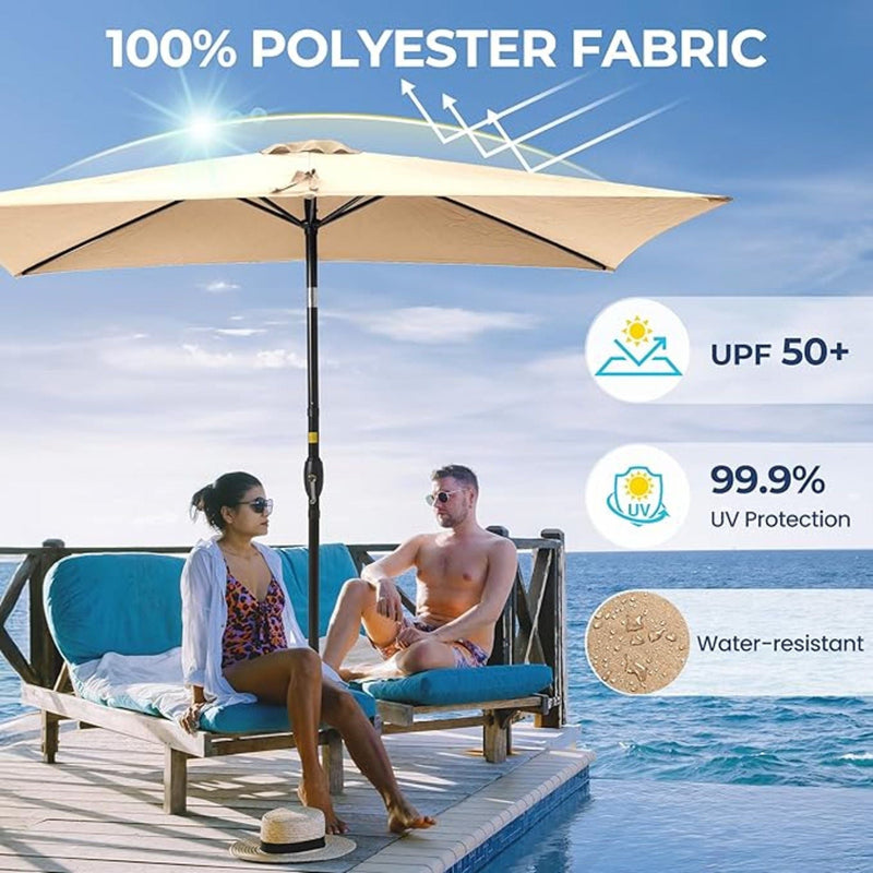 Rectangular Patio Umbrella With Crank Tilt, Polyester UV-Resistant Canopy by HouseOfZazla