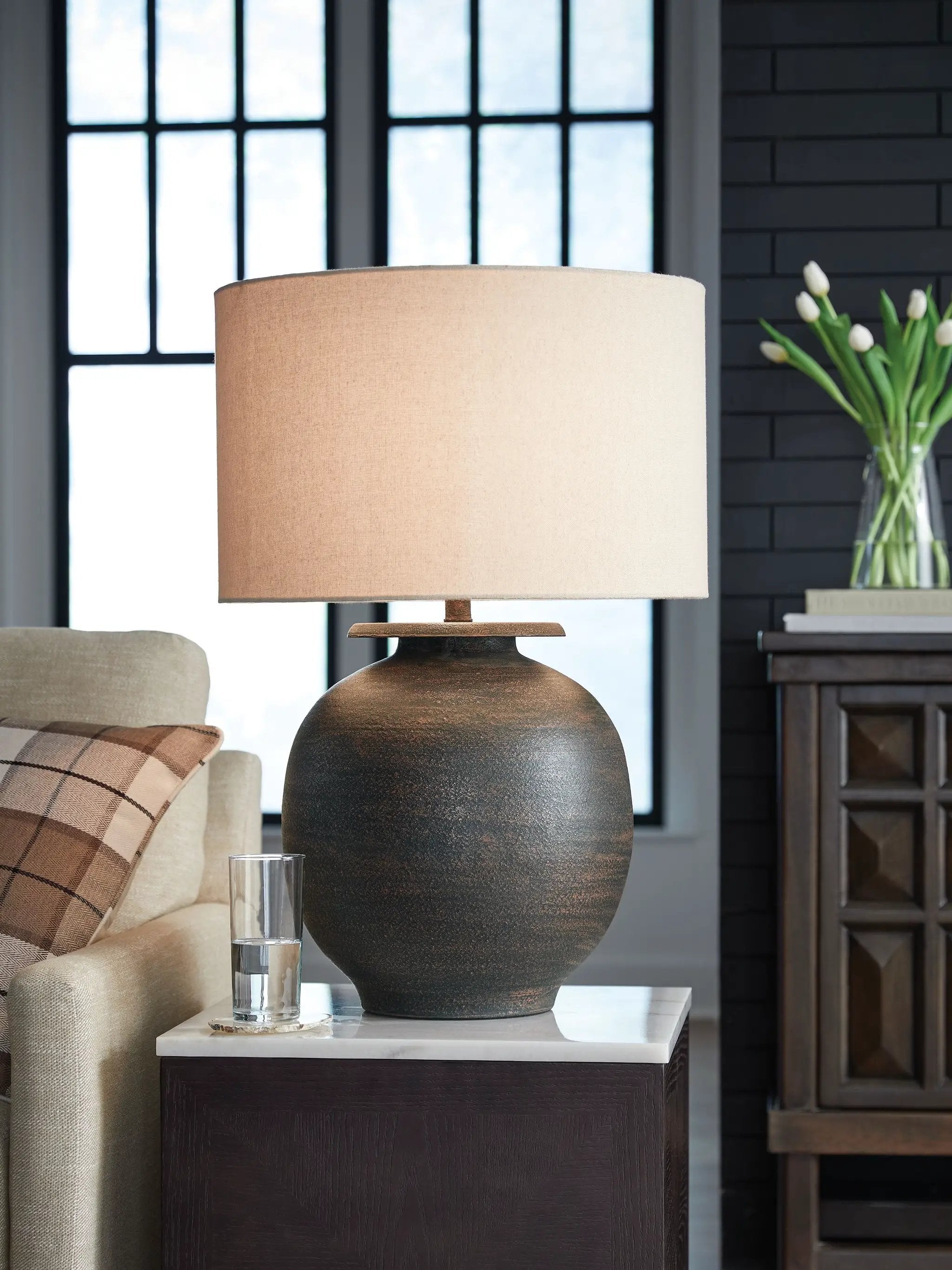 Carlenbury - Metal Table Lamp - Antique Brown by Unique Piece Furniture