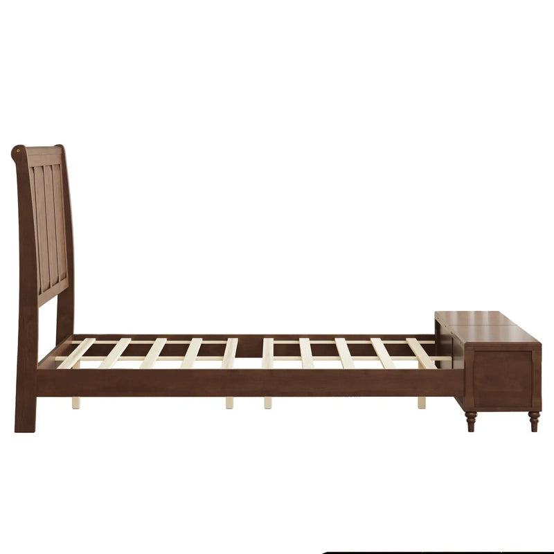 Sleigh Bed Frame With Tall Headboard And Storage Bench by HouseOfZazla