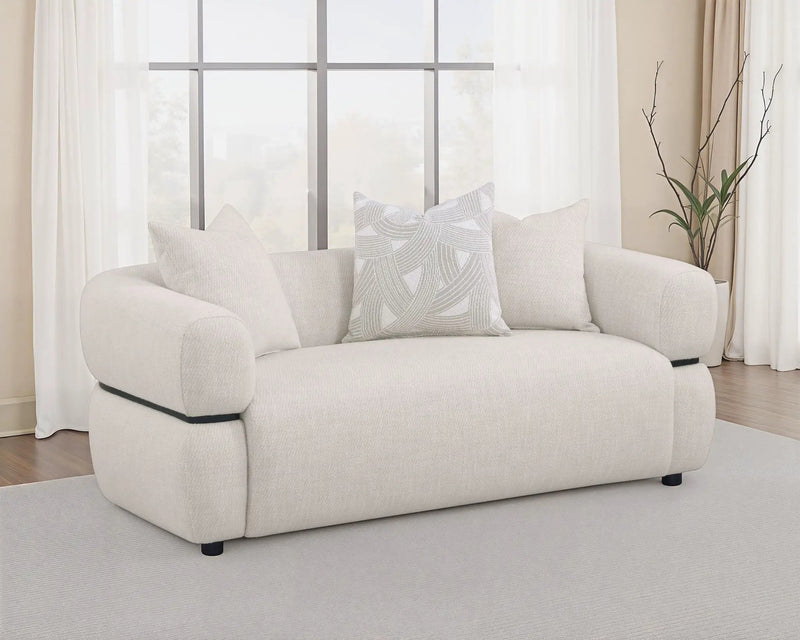 Jeanette 73-inch Fabric Upholstered Round Arm Loveseat Beige by Unique Piece Furniture