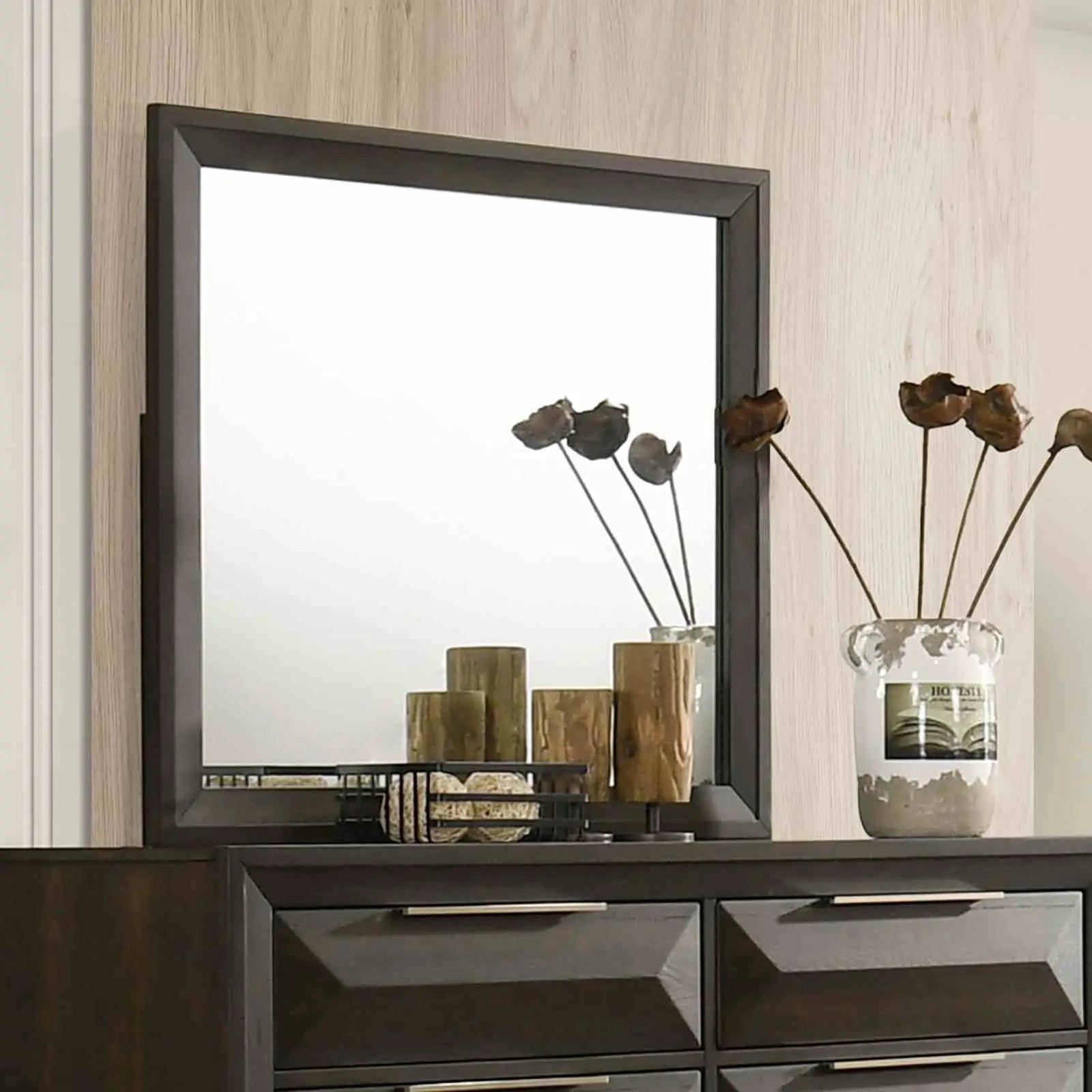 Dresser With Mirror Beveled Bracket Feet Handles 8 Drawers - Espresso by Unique Piece Furniture