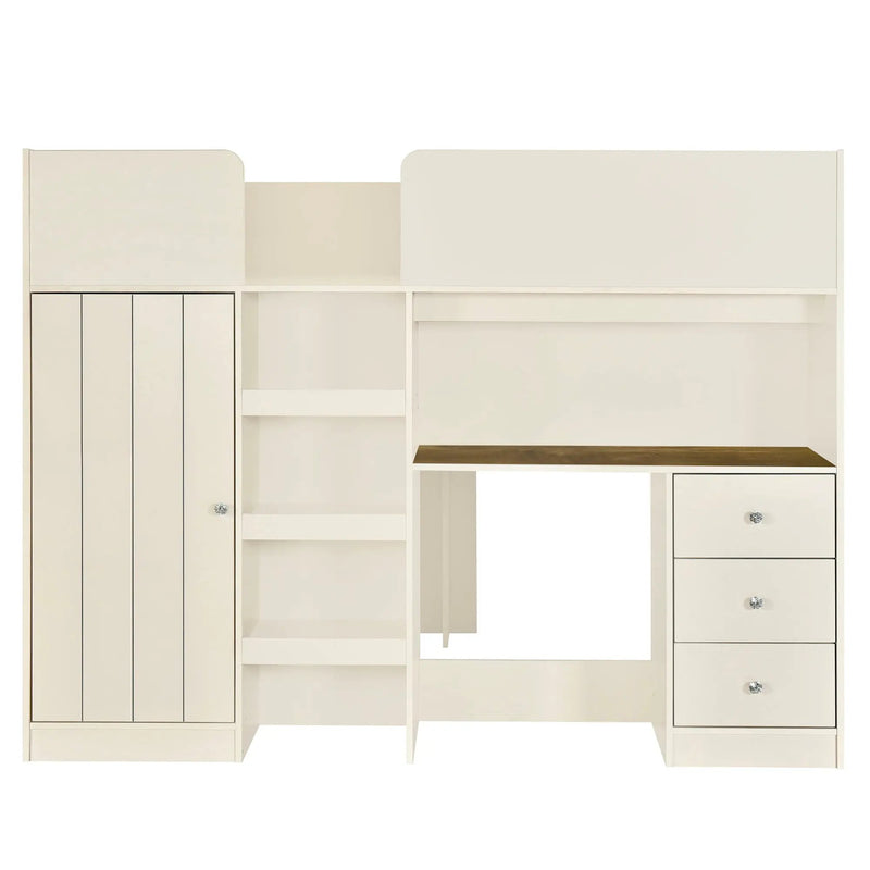 Loft Bed With Built In Wardrobe, Desk, Shelves, And Drawers by Unique Piece Furniture