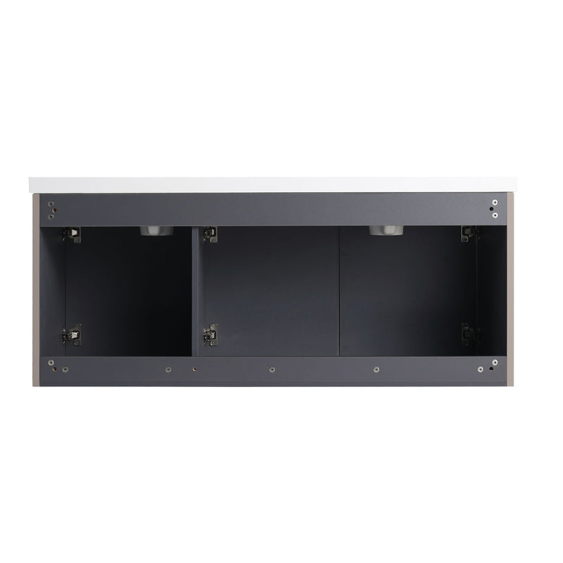 Contemporary Wall Mounted Bathroom Vanity With Resin Double Sink by HouseOfZazla