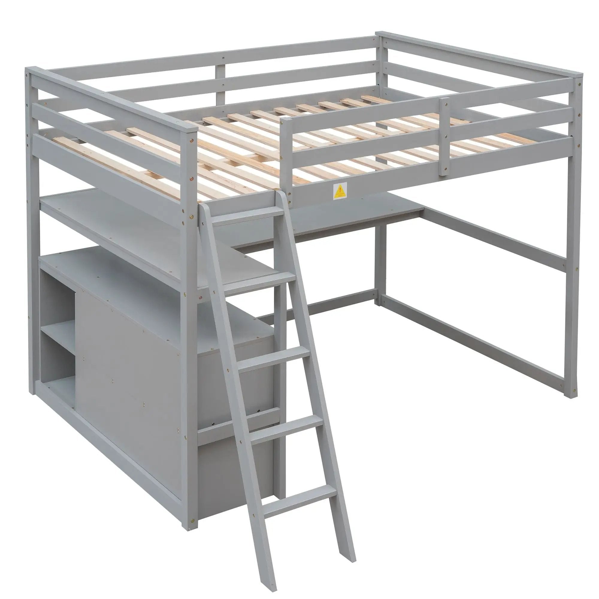 Modern Loft Bed With Built In Desk, Shelves, And 2 Drawers by HouseOfZazla