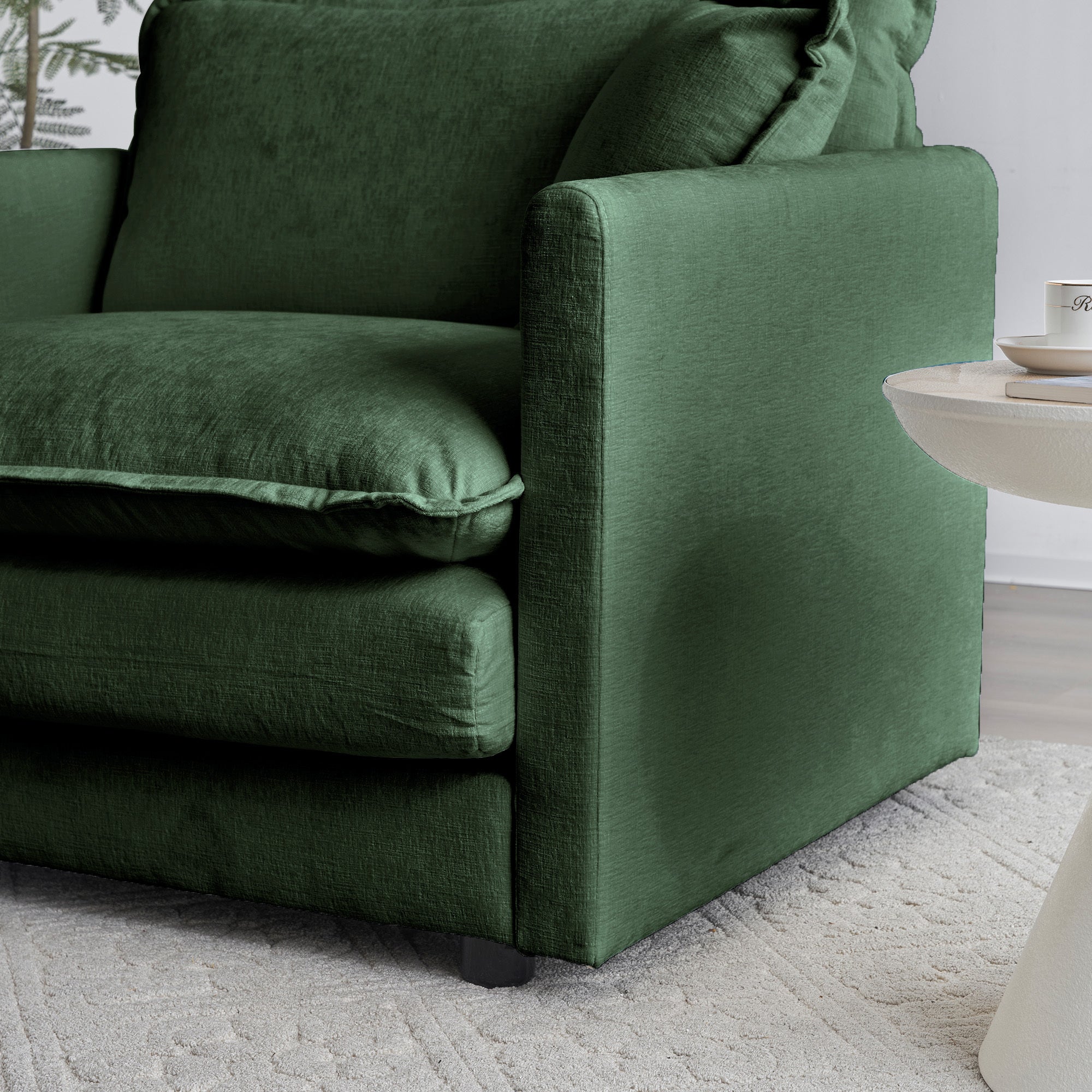 2-Piece Upholstered Sectional Sofa Set in Green Chenille by HouseOfZazla