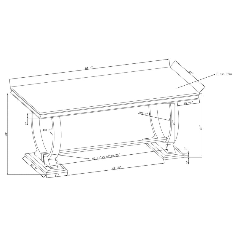 Antoine Rectangular 95-inch Glass Top Dining Table White by Unique Piece Furniture