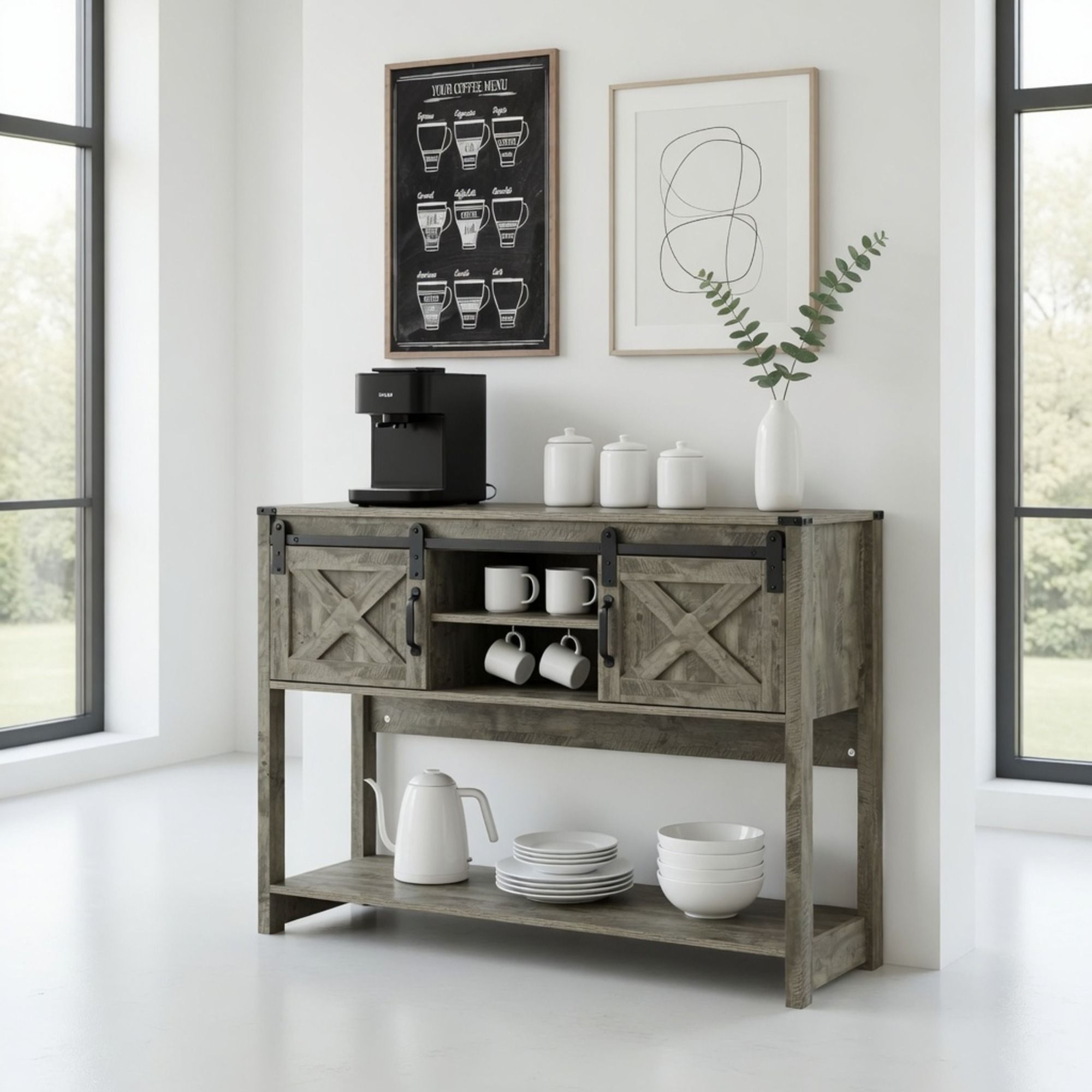 Farmhouse Entryway Table With Sliding Barn Door by HouseOfZazla