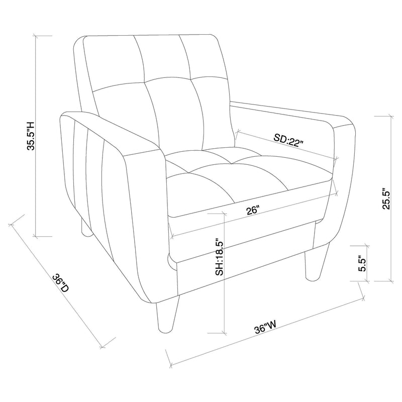 Track Arm Accent Chair With Tufted Upholstery - Black by HouseOfZazla