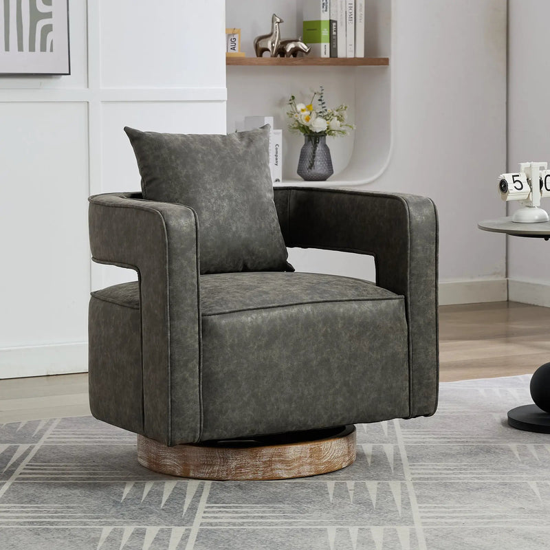 29.1"W Swivel Accent Open Back Barrel Chair by HouseOfZazla