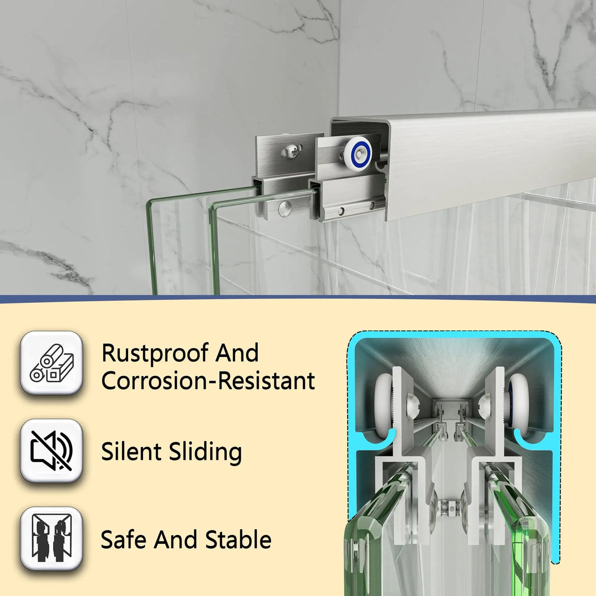 Brushed Nickel Reversible Installation Double Bypass Sliding Shower Door by HouseOfZazla