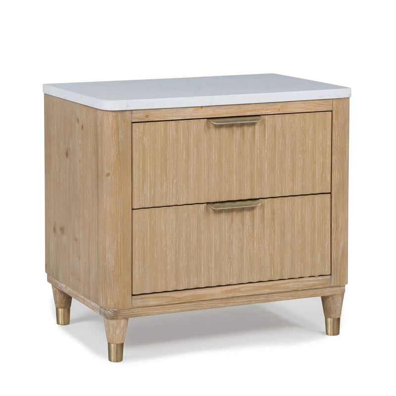 Nightstand With Accented Hardware - Natural Wood by Unique Piece Furniture