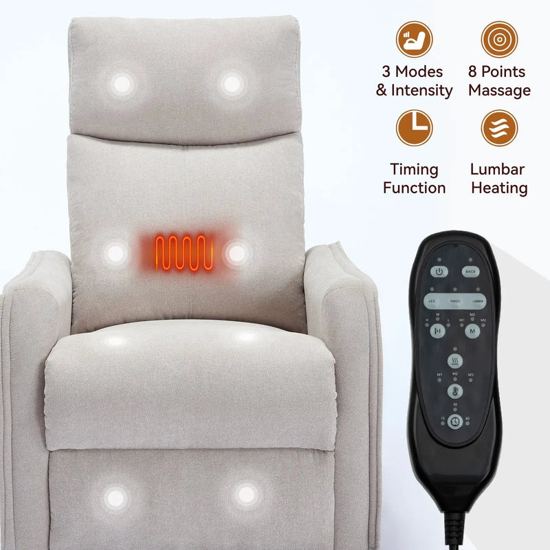 Heat Massage Manual Recliner Chair with Rocker and Swivel by HouseOfZazla