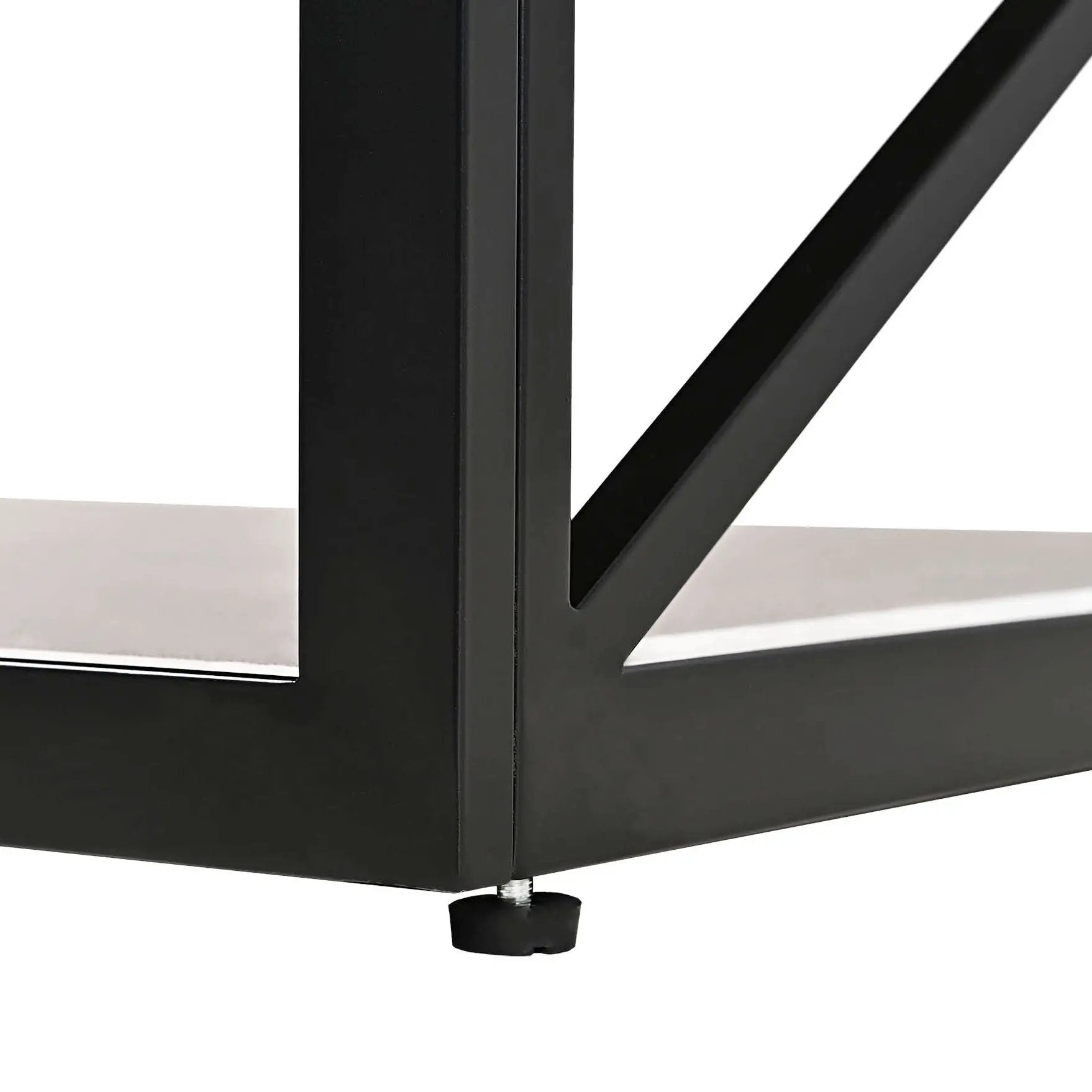 Industrial Style Coffee Table For Bedroom & Living Room With Tempered Glass & Wood Grain - Wood by HouseOfZazla