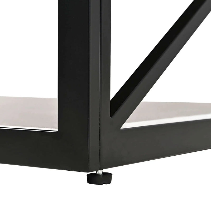 Industrial Style Coffee Table For Bedroom & Living Room With Tempered Glass & Wood Grain - Wood by HouseOfZazla