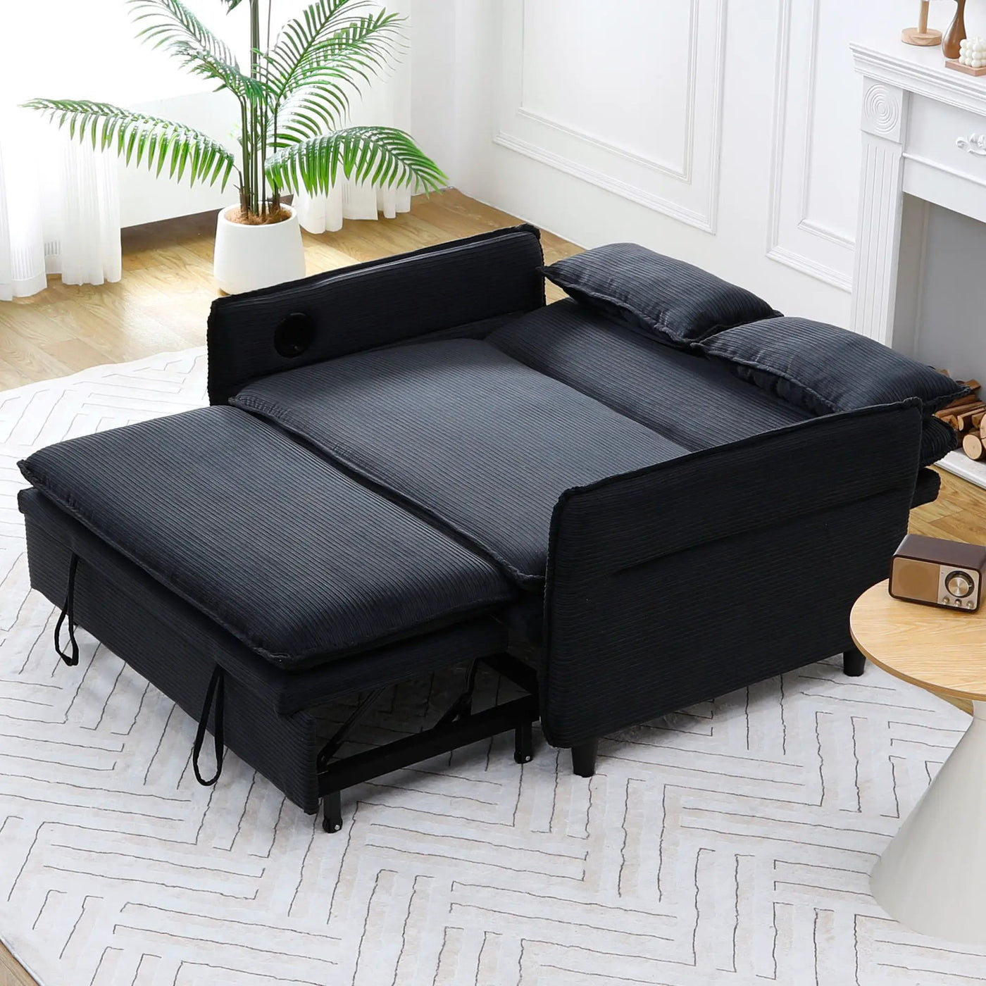 Modern Fabric Multi-Functional Sofa Bed With Adjustable Armrests And Backrests by HouseOfZazla
