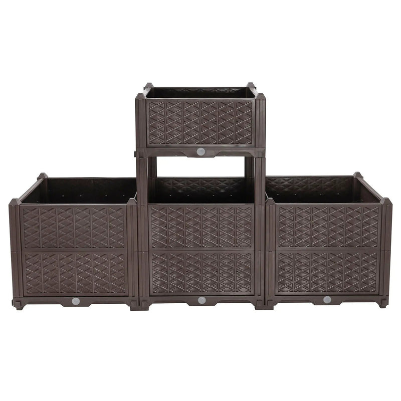Indoor / Outdoor Rectangular Plastic Planting Box Kit For Vegetables, Herbs, Flowers & Succulents, Coffee, Polypropylene, 62.80" - Coffee by Unique Piece Furniture