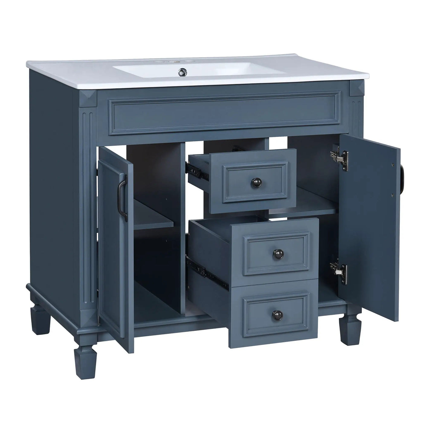 Bathroom Vanity With Top Sink, Mirror Cabinet, 2 Soft Closing Doors & 2 Drawers by Unique Piece Furniture