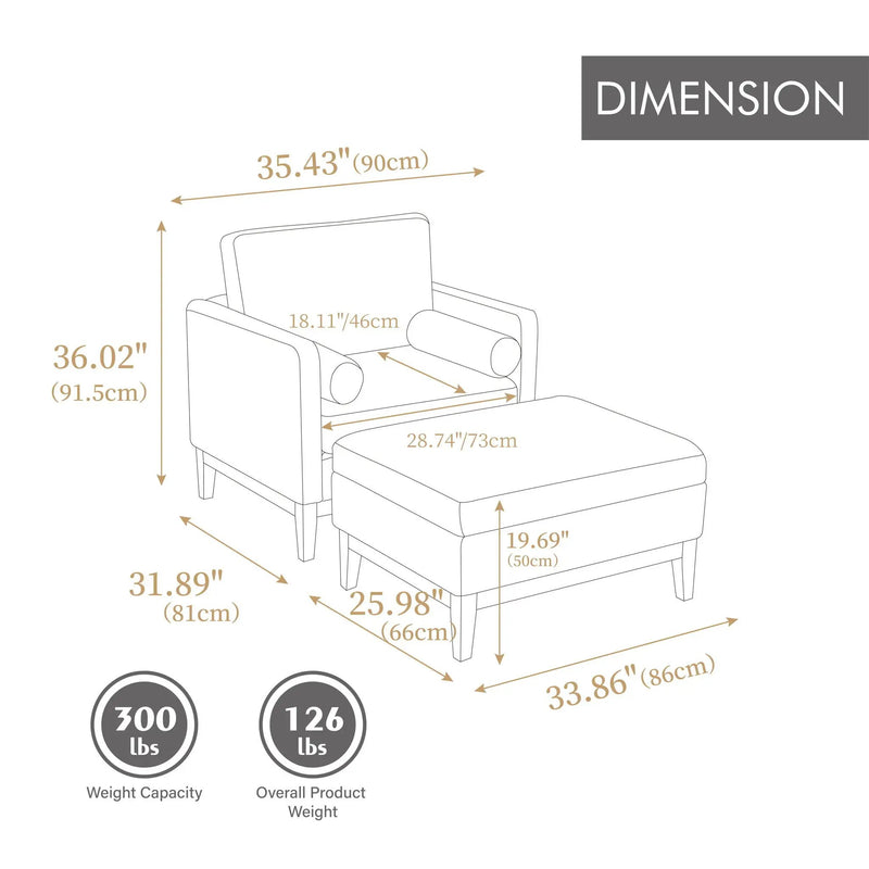 Oversized 360 Degree Swivel Barrel Accent Chair And Ottoman Set With Storage by Unique Piece Furniture