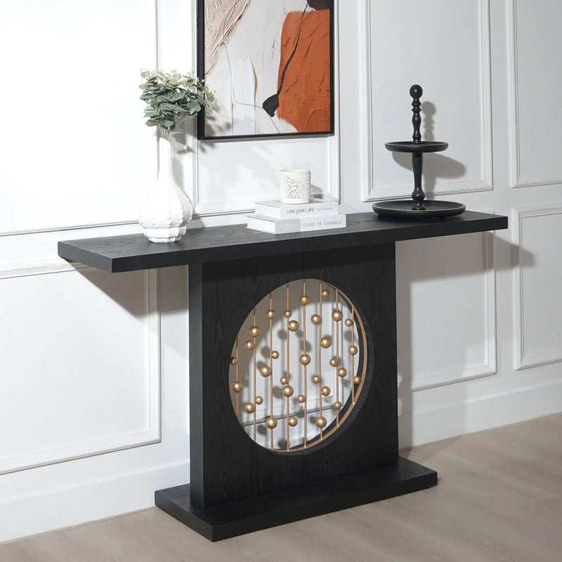 Console Table With Circular Art Decor For Living Room - Multi by Unique Piece Furniture