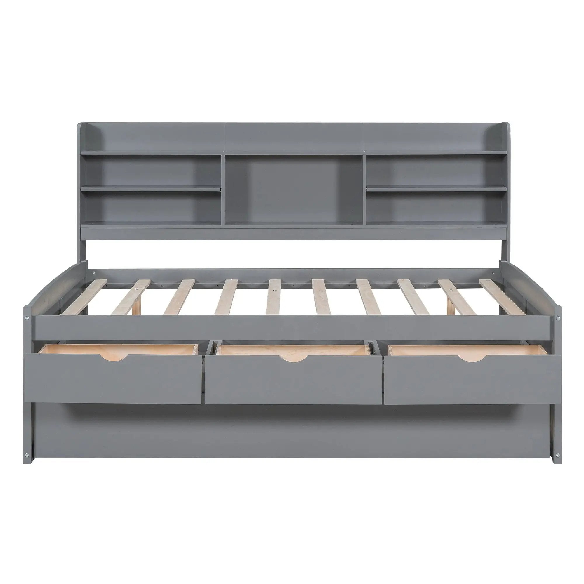 Captain Bed With Built In Bookshelves, 3 Storage Drawers, And Trundle by Unique Piece Furniture