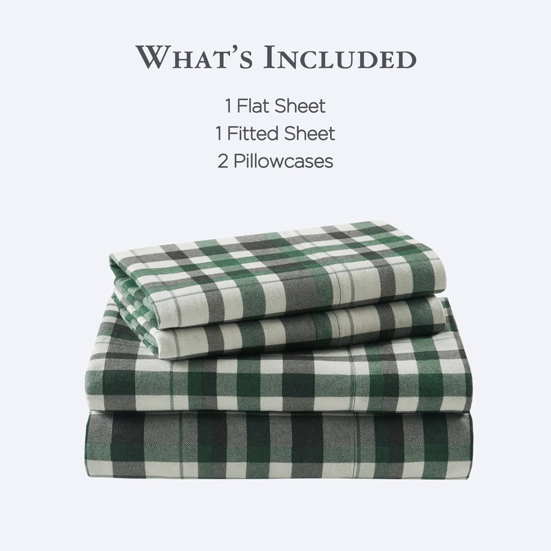 4 Pieces Queen 100% Cotton Flannel Printed Sheet Set Finton by HouseOfZazla