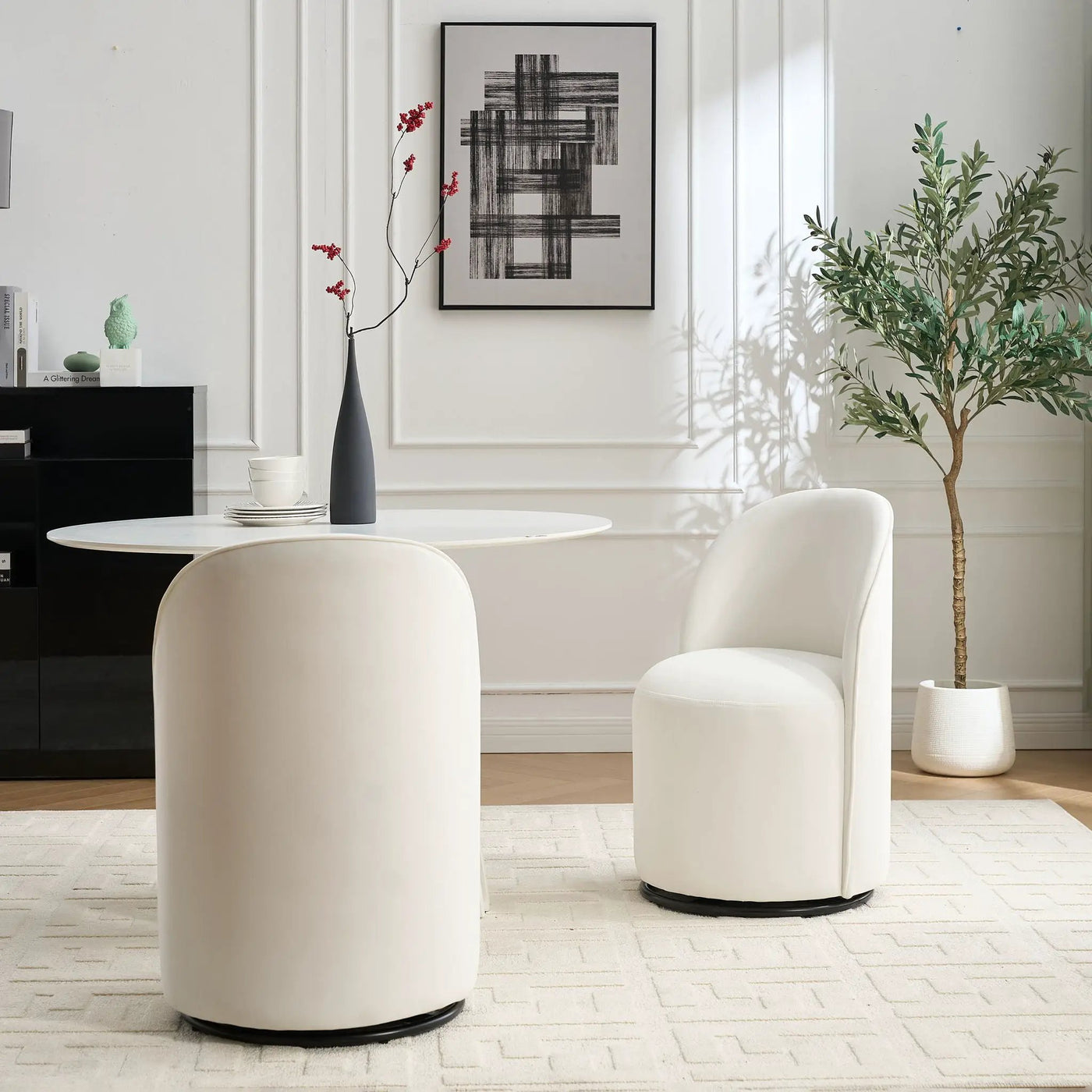 360 Degree Swivel Armless Dining Barrel Chair by Unique Piece Furniture