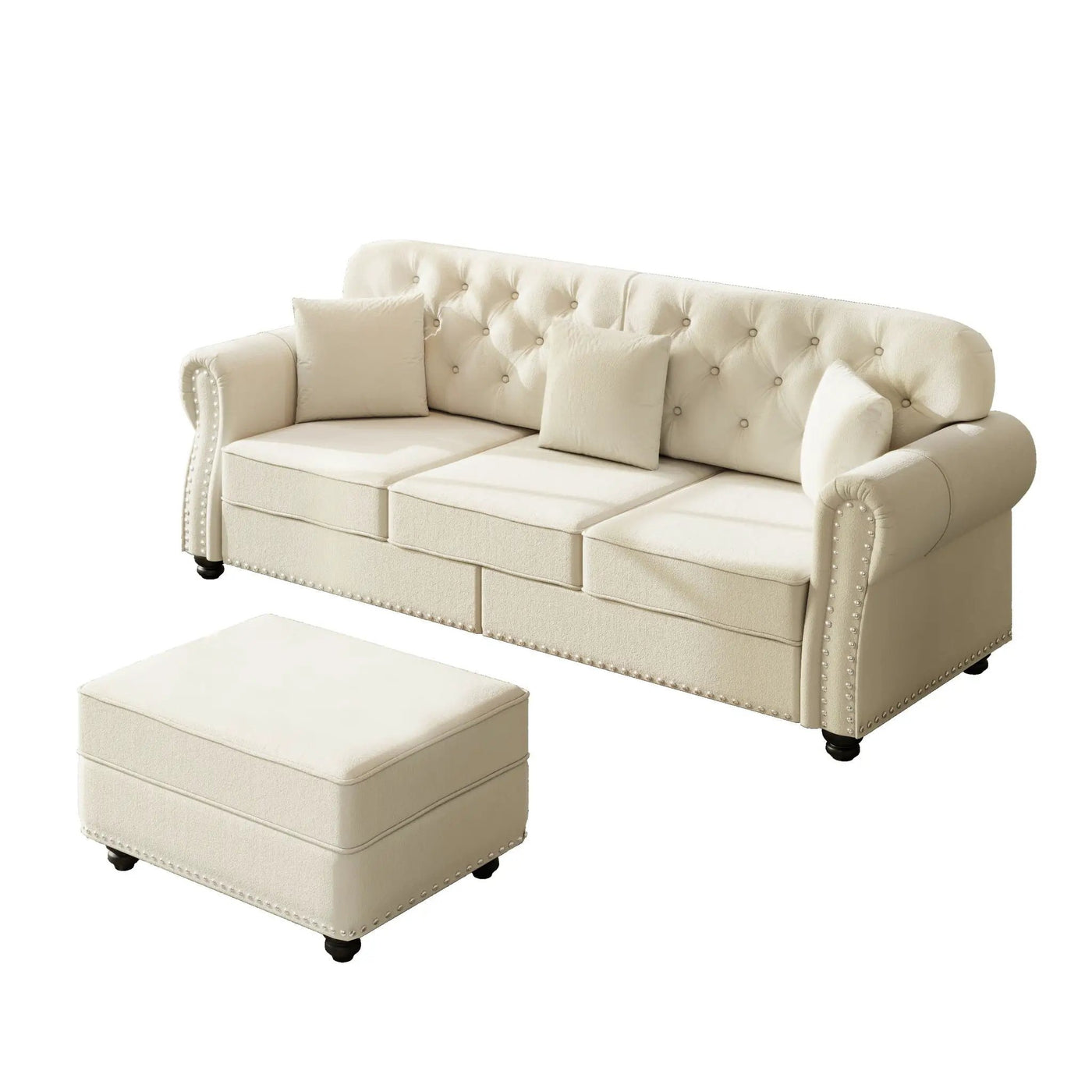 Upholstered 3 Seater Sofa Set With Ottoman by HouseOfZazla