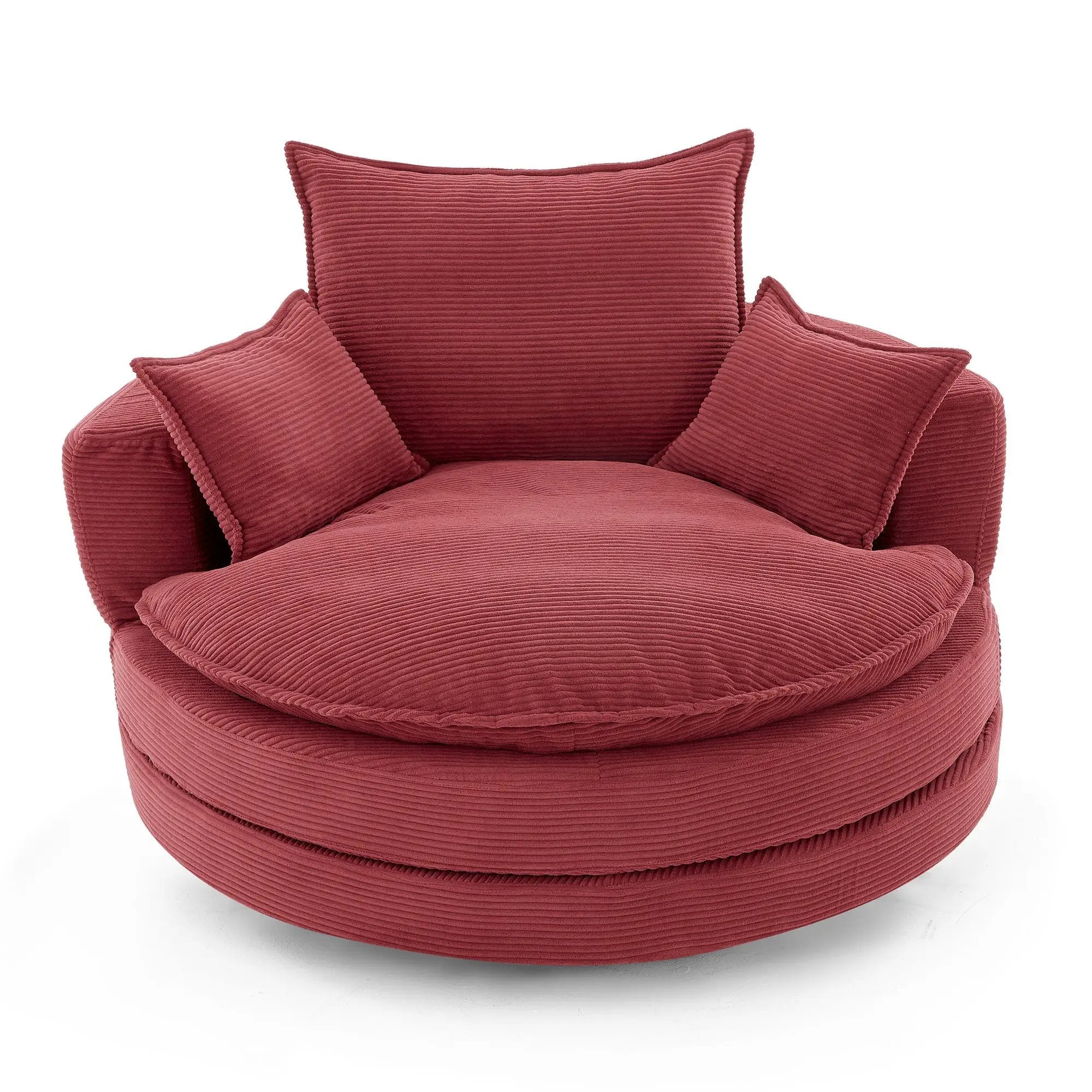 360° Swivel Accent Barrel Chair With Dual Layer Cushion And 3 Removable Pillows by Unique Piece Furniture