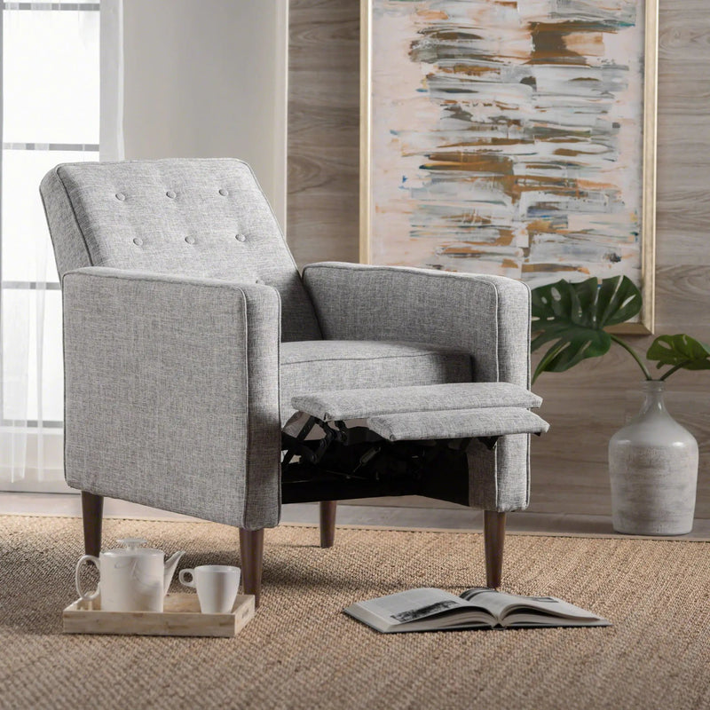Upholstered Fabric Recliner With Button Tufted (Set of 2) - Light Gray by Unique Piece Furniture