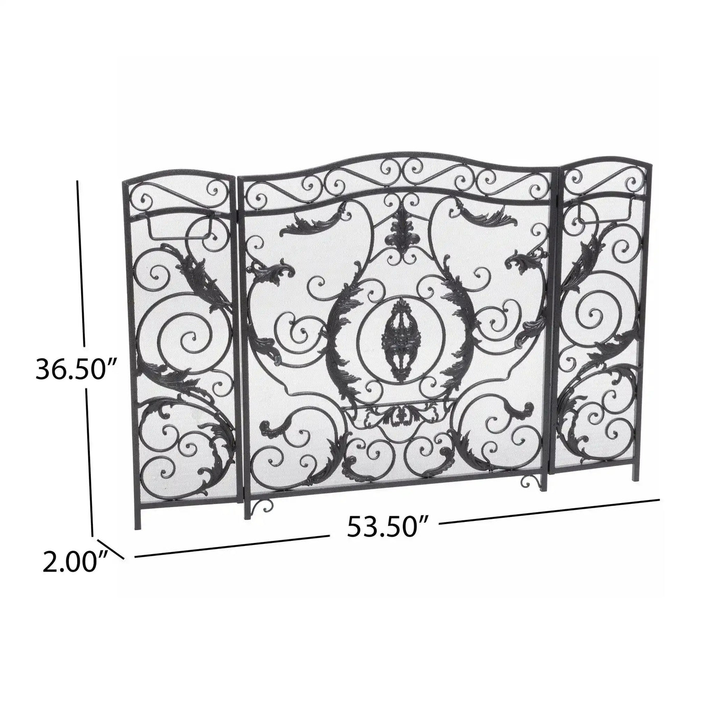Mariella Traditional Floral Iron Fireplace Screen with Ornate Design by HouseOfZazla