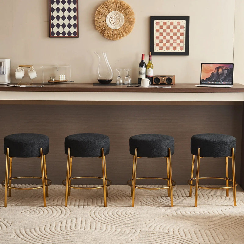 Round Bar Stools (Set of 2), Contemporary Upholstered Dining Stools For Kitchens, Coffee Shops And Bar Stores - Legs by HouseOfZazla