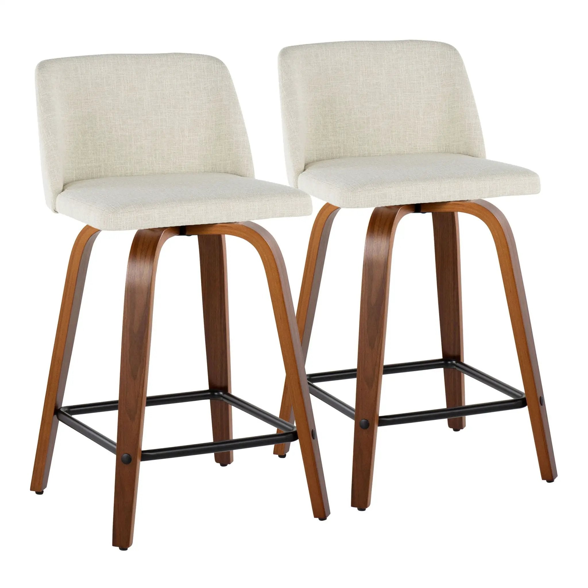 Toriano - Contemporary Fixed Height Counter Stool Swivel With Square Footrest (Set of 2) by HouseOfZazla