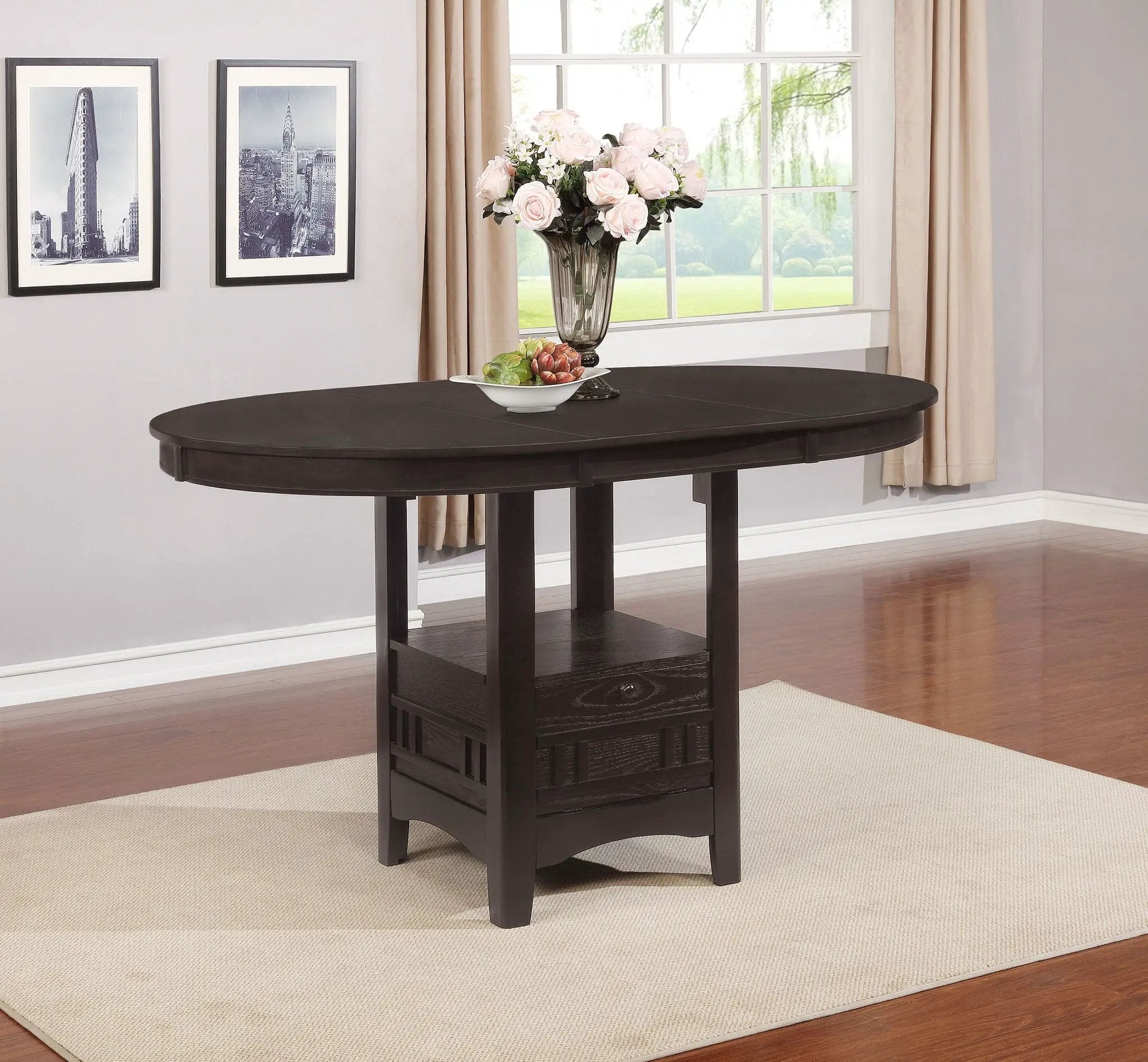 Lavon Oval 60-inch Counter Height Extension Dining Table Espresso by Unique Piece Furniture