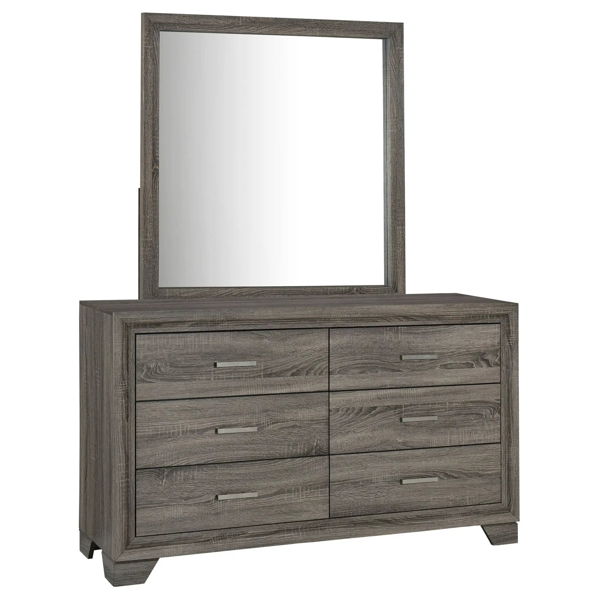 Wright 6-drawer Dresser and Mirror Brown Oak by Unique Piece Furniture