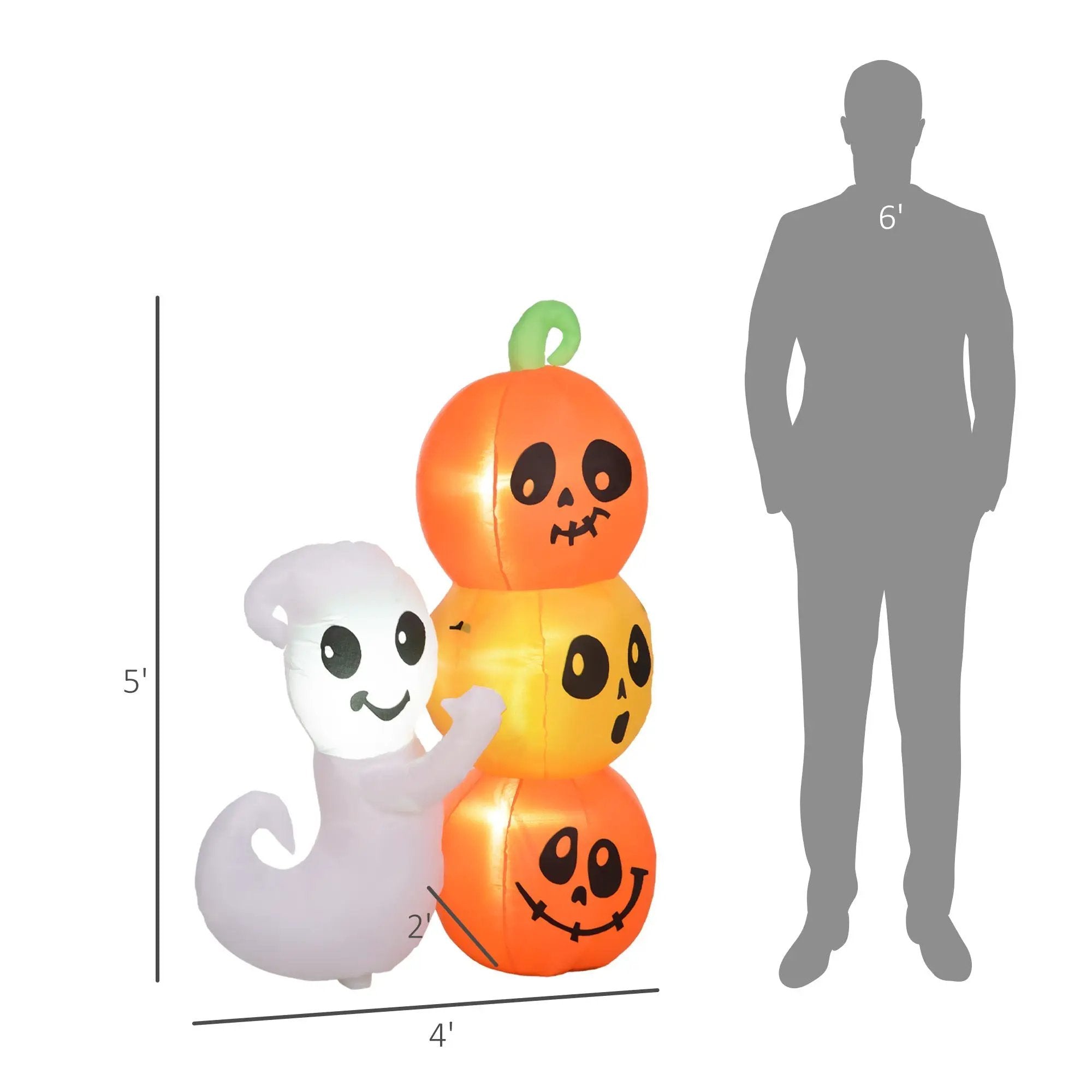 5-Foot Illuminated Halloween Ghost and Pumpkin Inflatable by HouseOfZazla