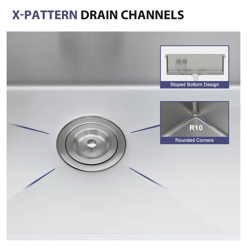 33 Inch Topmount Sink - Stainless Steel Kitchen Sink by HouseOfZazla