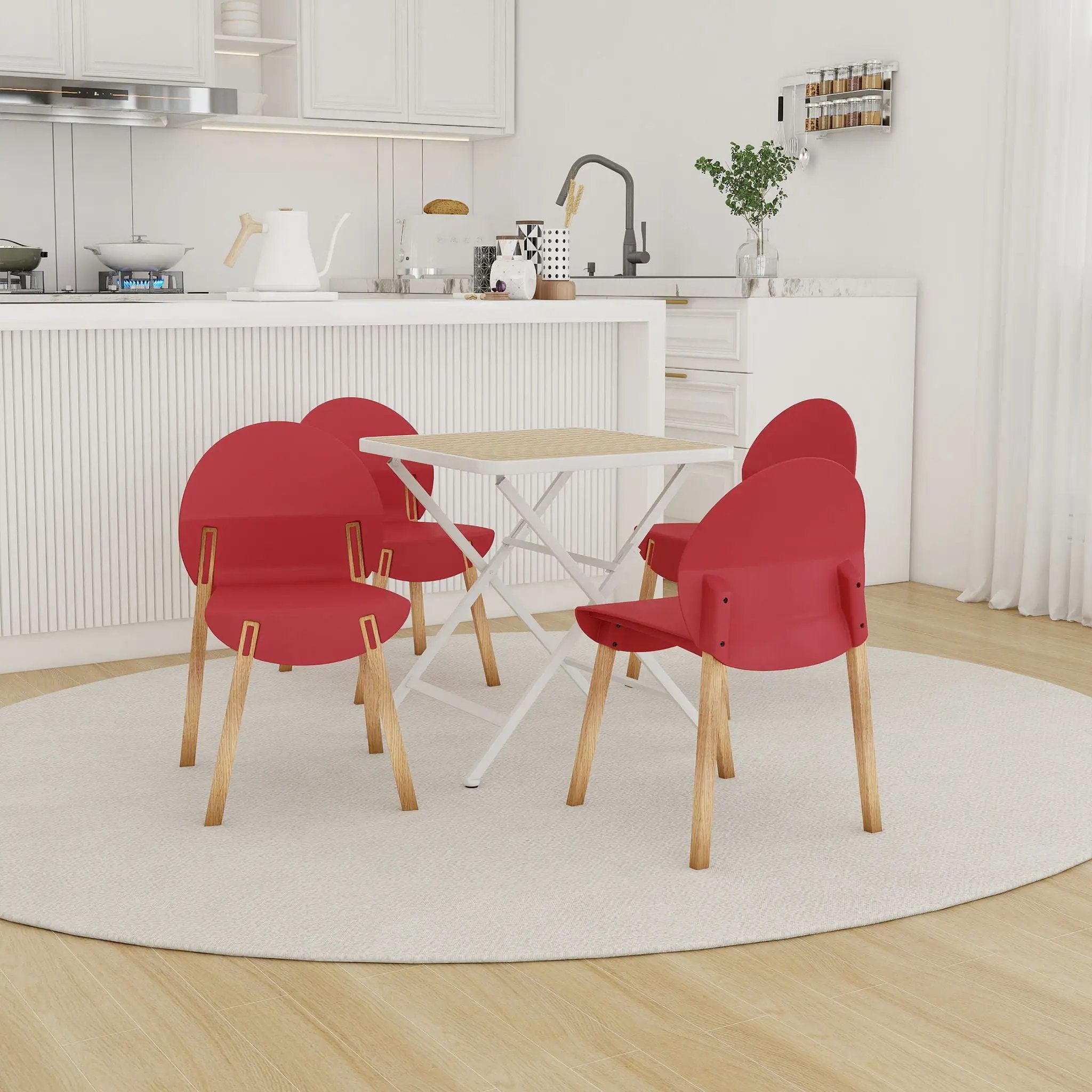 4 Piece Set Of Single Chairs With A Folding Square Table by Unique Piece Furniture
