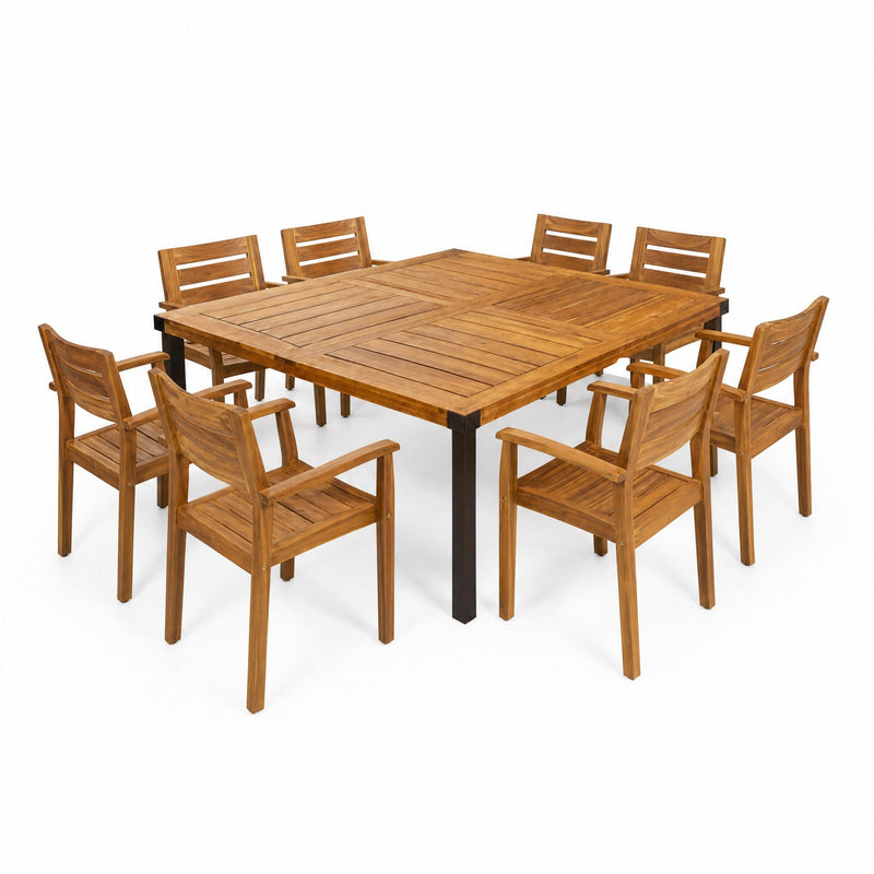 9-Piece Acacia Wood Outdoor Dining Set by HouseOfZazla