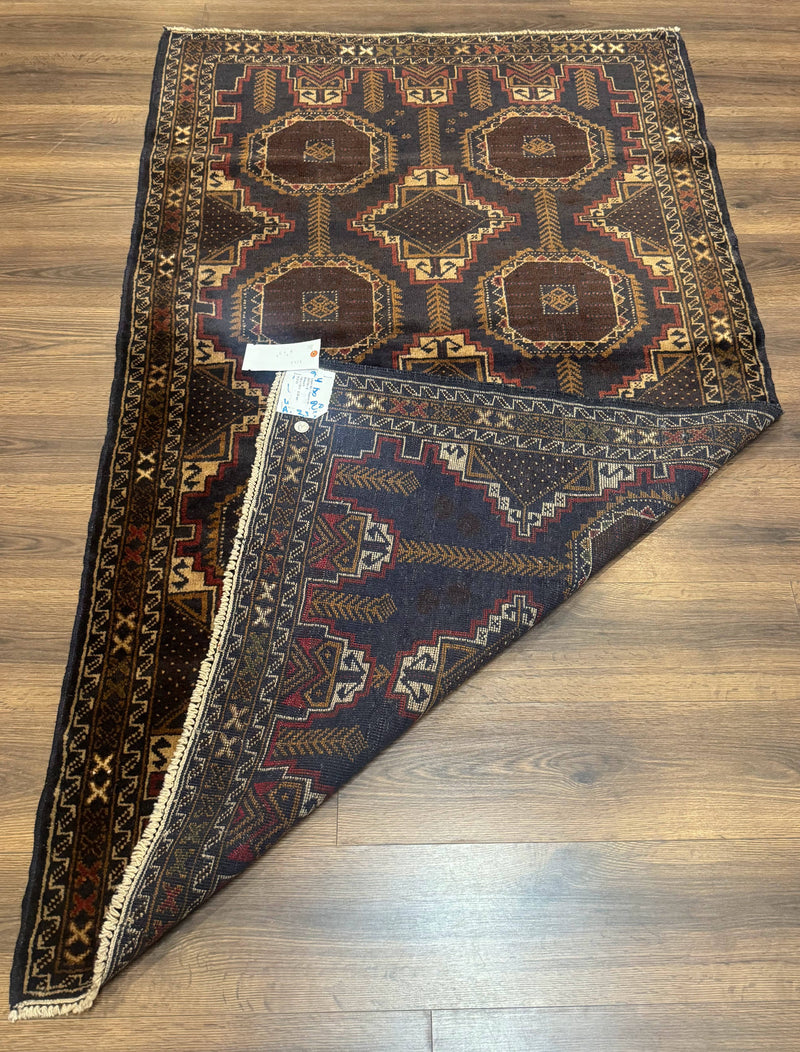 Navy Blue Afghan Balouch Rug 4x6, Handmade, New by Jewel Rugs