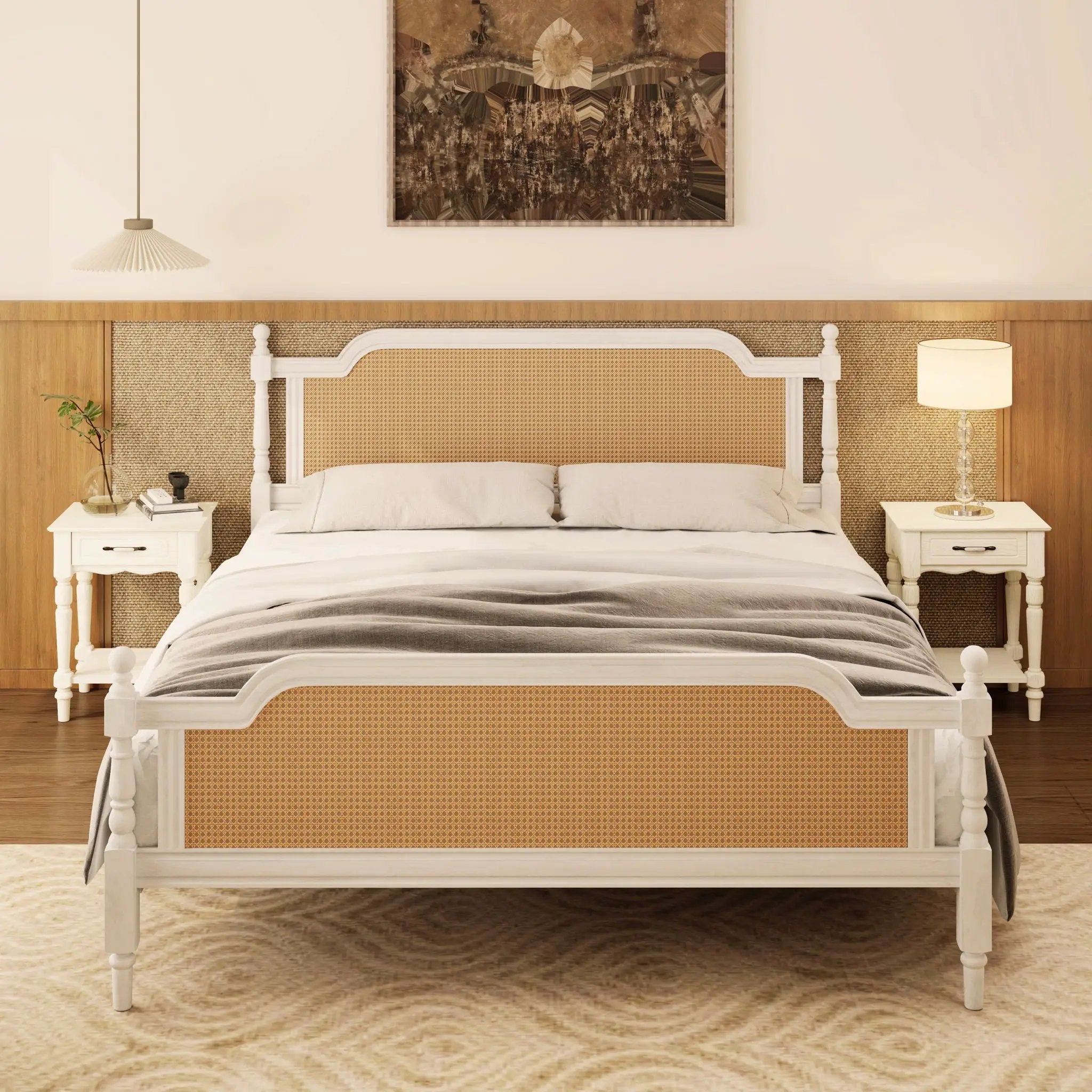 Traditional Style Rattan Bed Frame, No Box Spring Needed by Unique Piece Furniture